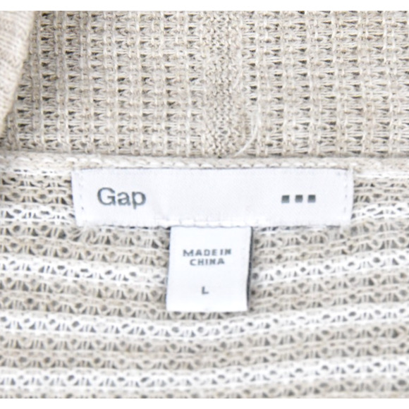 GAP Cardigan Womens Large Brown White Stripes Pockets Sweater - Picture 2 of 9